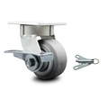 Service Caster 4 Inch Kingpinless Thermoplastic Rubber Wheel Caster with Brake and Swivel Lock SCC-KP30S420-TPRRF-SLB-BSL